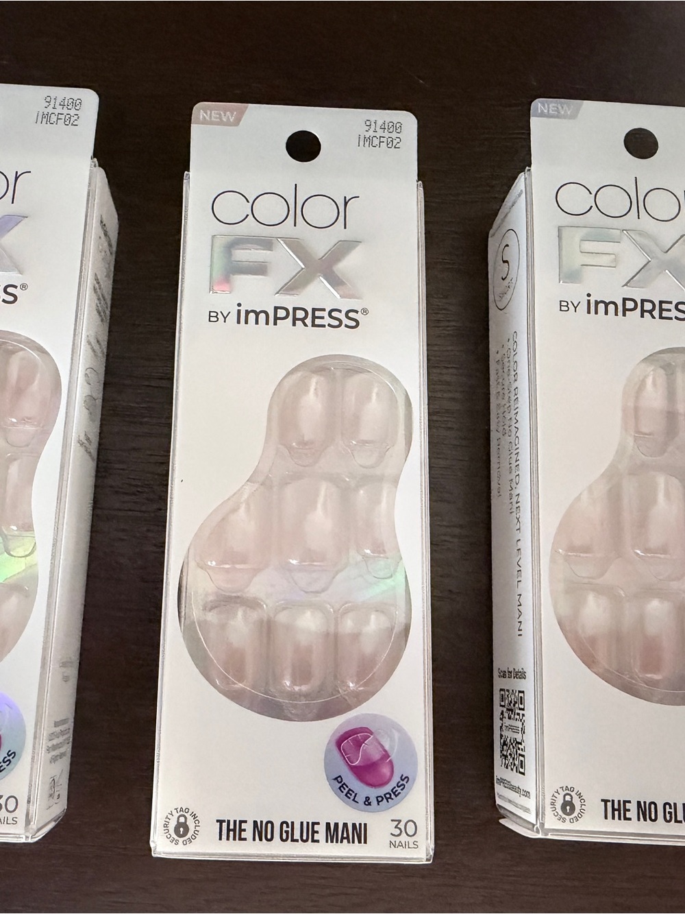 imPRESS white iridescent Press-On Nails Color FX - 30 Pack lot of 3